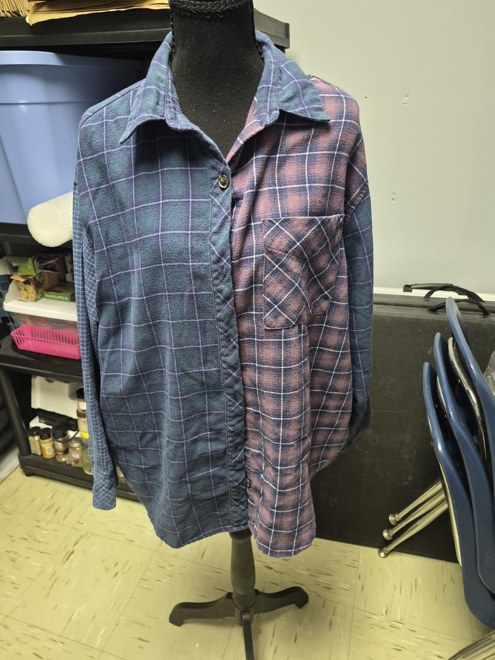 wild fable Two-Tone Plaid Button-Down Shirt — Blue & Pink